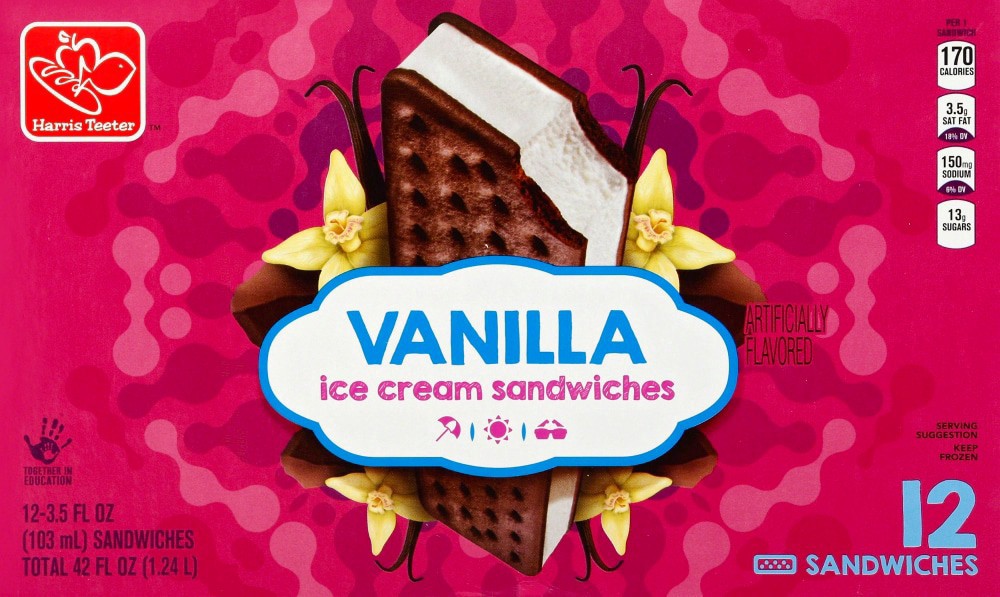 slide 2 of 2, Harris Teeter™ Vanilla Ice Cream Sandwiches, 12 ct