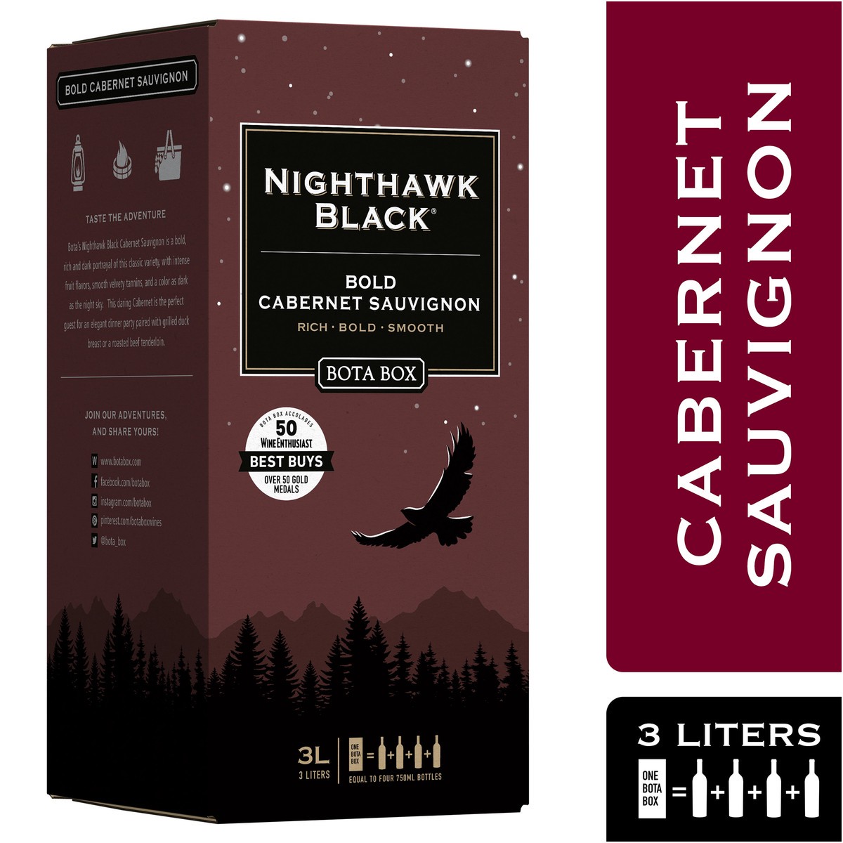 slide 1 of 11, Bota Box Nighthawk Black Bold Cabernet Sauvignon, 3 liter