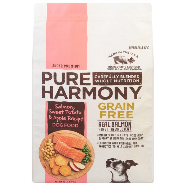 slide 1 of 1, Pure Harmony Grain Free Salmon Swet Potato & Apple Recipe Dog Food, 12 lb