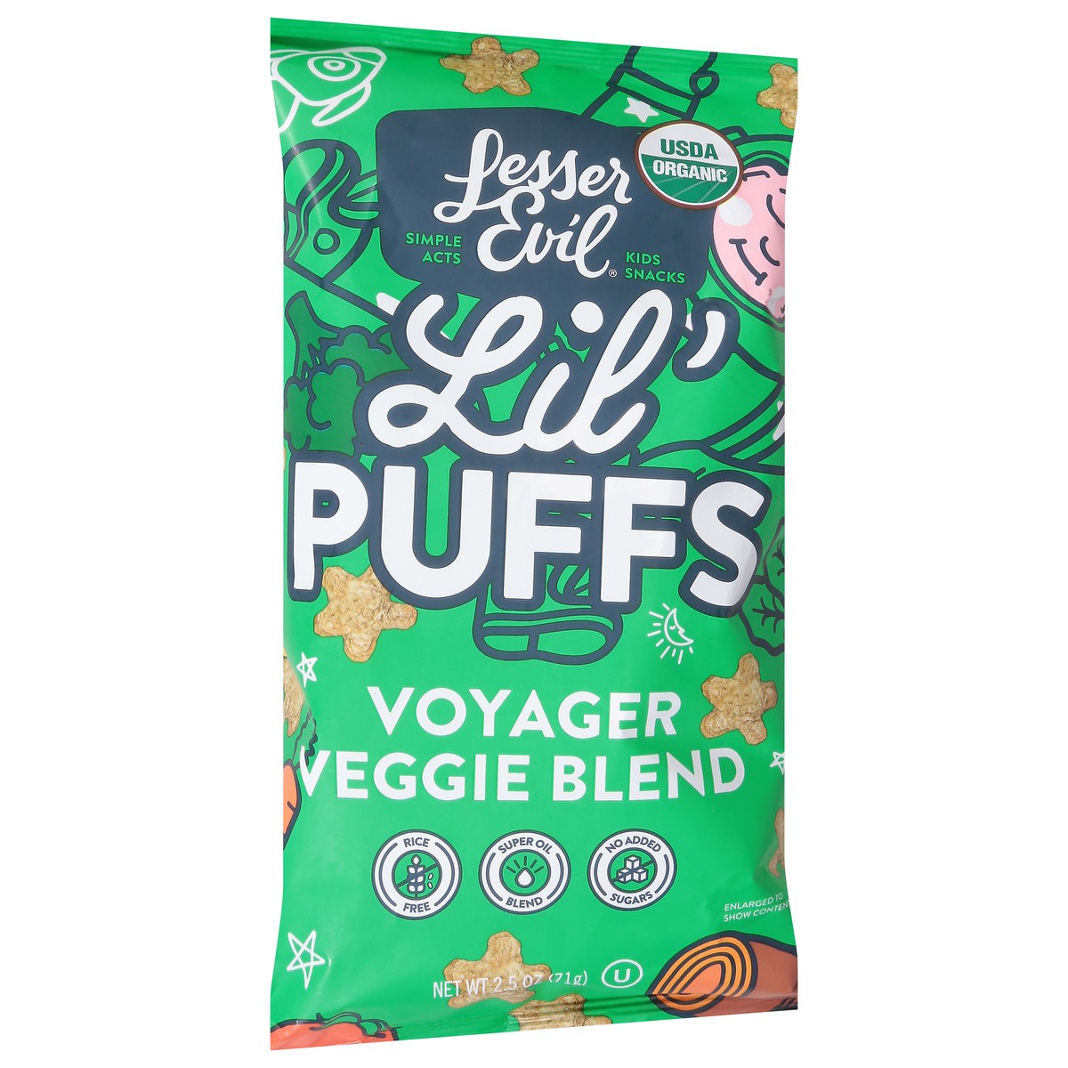 slide 2 of 9, LesserEvil Voyager Veggie Blend Lil' Puffs Toddler 2.5 oz, 2.5 oz