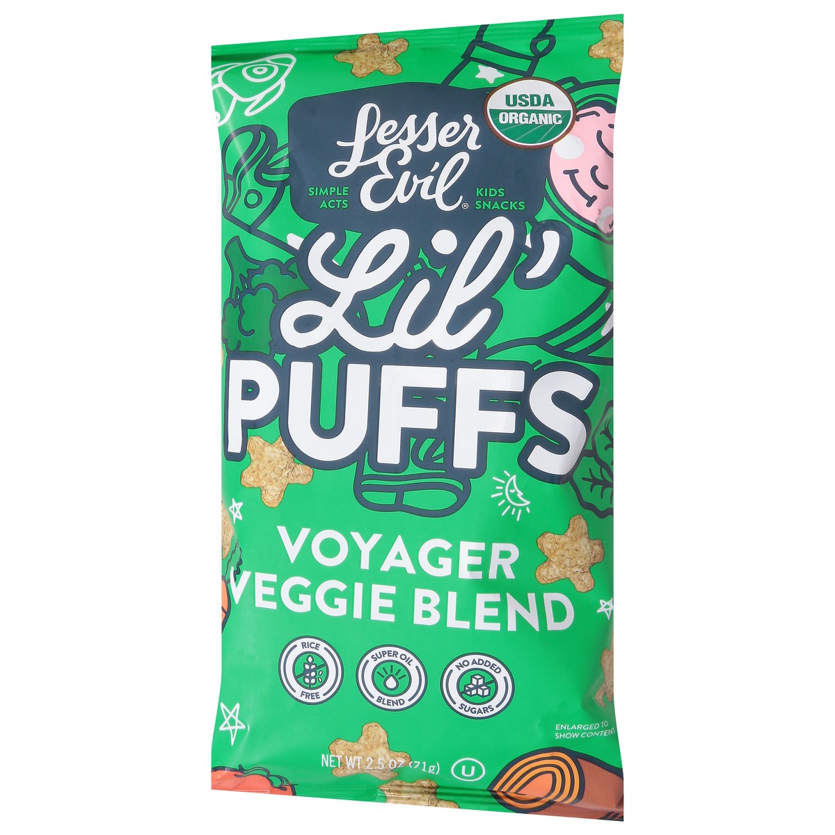 slide 7 of 9, LesserEvil Voyager Veggie Blend Lil' Puffs Toddler 2.5 oz, 2.5 oz