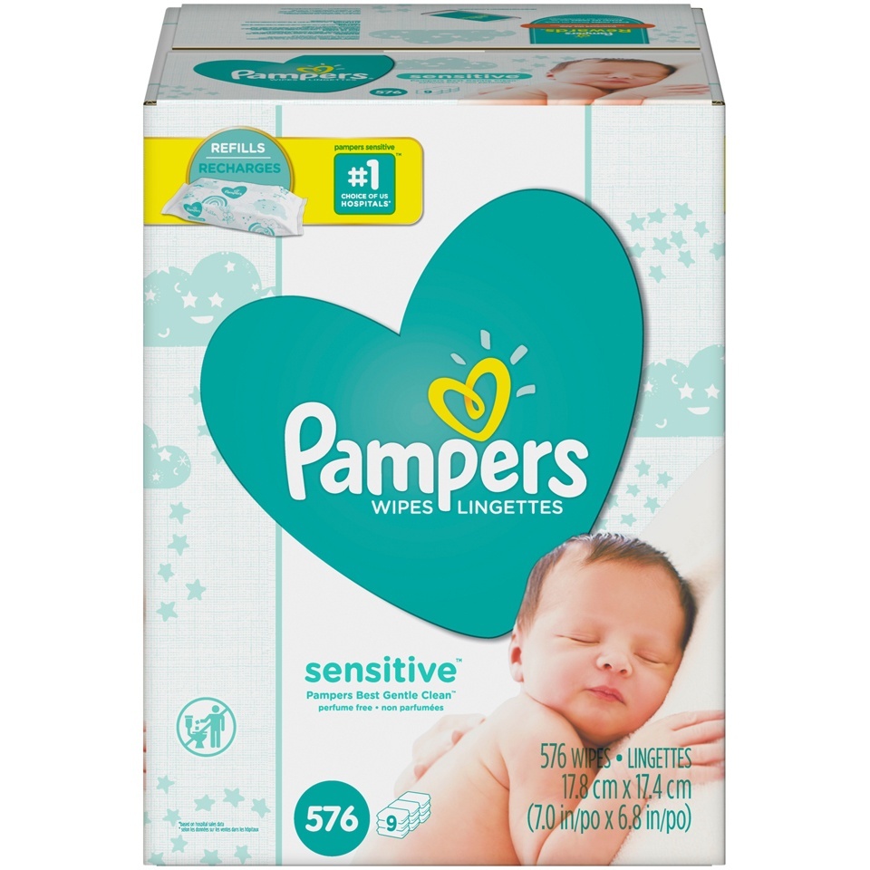 slide 1 of 7, Pampers Sensitive Baby Wipes, 576 ct