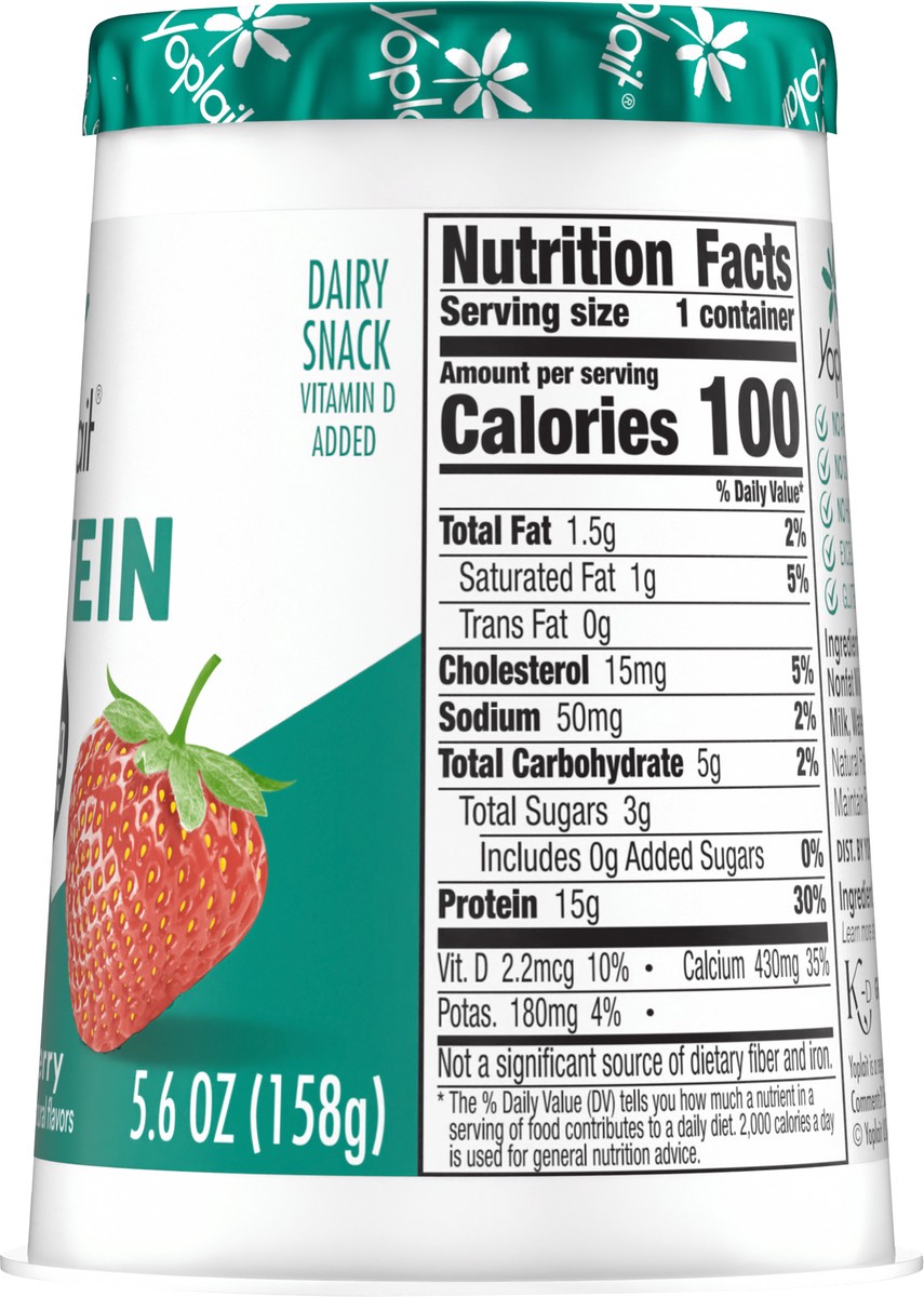 slide 2 of 13, Yoplait Protein Yogurt Cultured Dairy Snack Cup, Strawberry Flavored, Gluten Free Protein Snacks, 5.6 oz, 5.6 oz