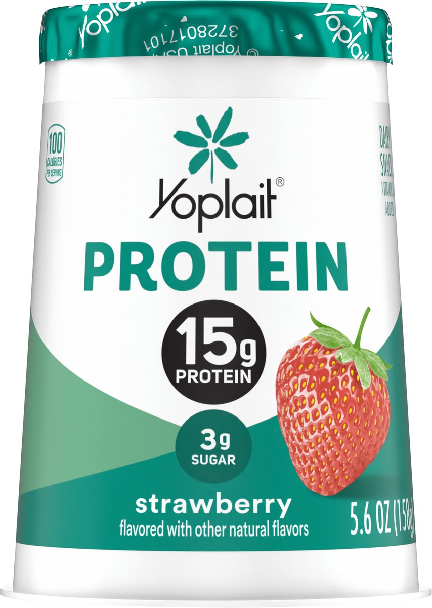 slide 4 of 13, Yoplait Protein Yogurt Cultured Dairy Snack Cup, Strawberry Flavored, Gluten Free Protein Snacks, 5.6 oz, 5.6 oz