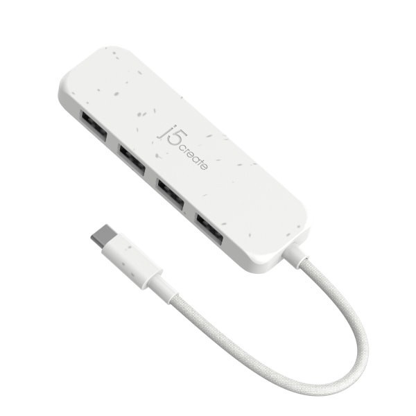 slide 2 of 6, j5create Eco-Friendly Usb-C To 4-Port Type-A Gen 2 Hub, Pure White, Jch341Ew, 1 ct