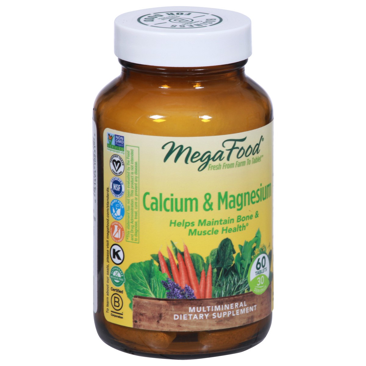 slide 2 of 10, MegaFood Calcium & Magnesium 60 Tablets, 60 ct