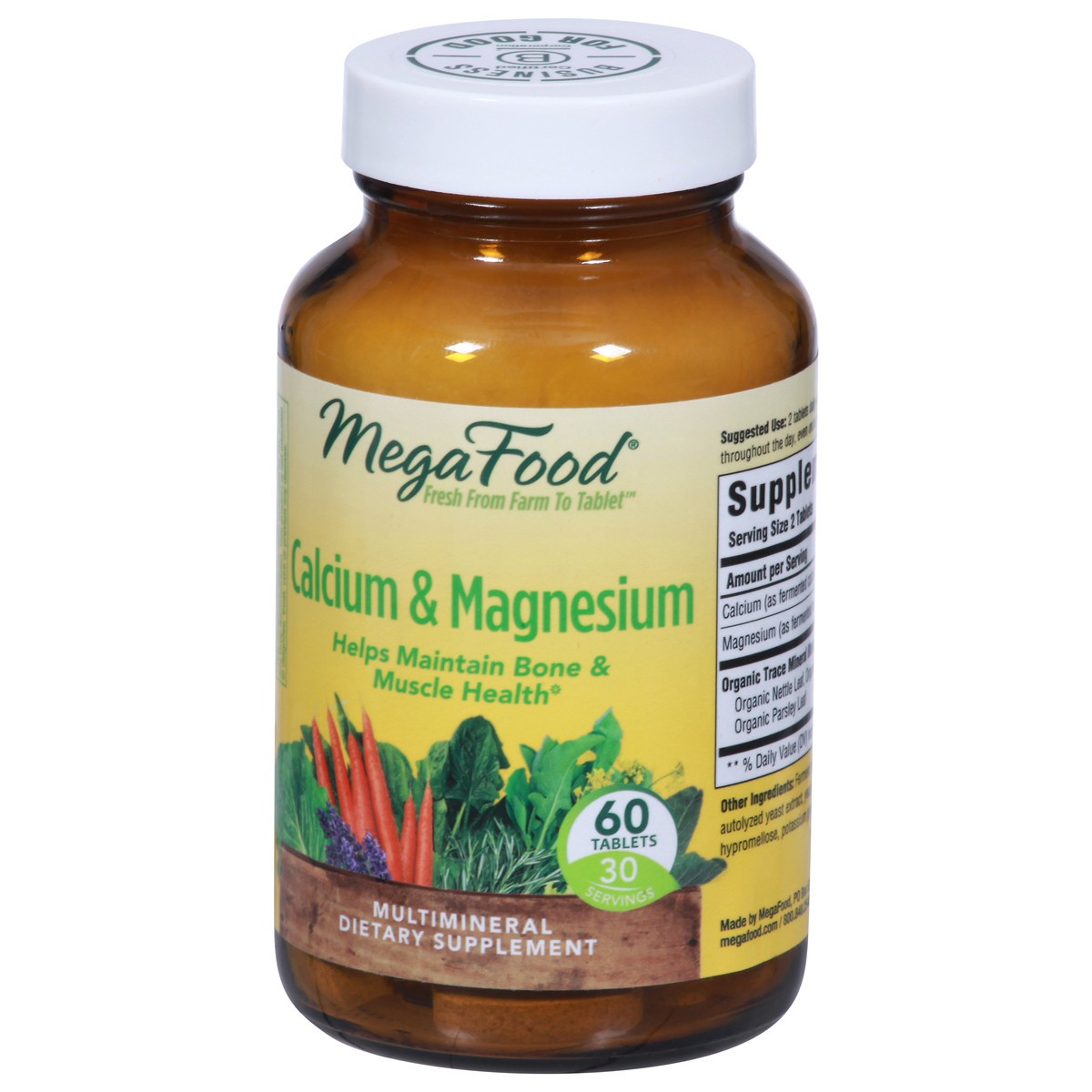 slide 3 of 10, MegaFood Calcium & Magnesium 60 Tablets, 60 ct