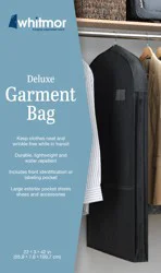 Whitmor Deluxe Garment Bag with Pocket - Black