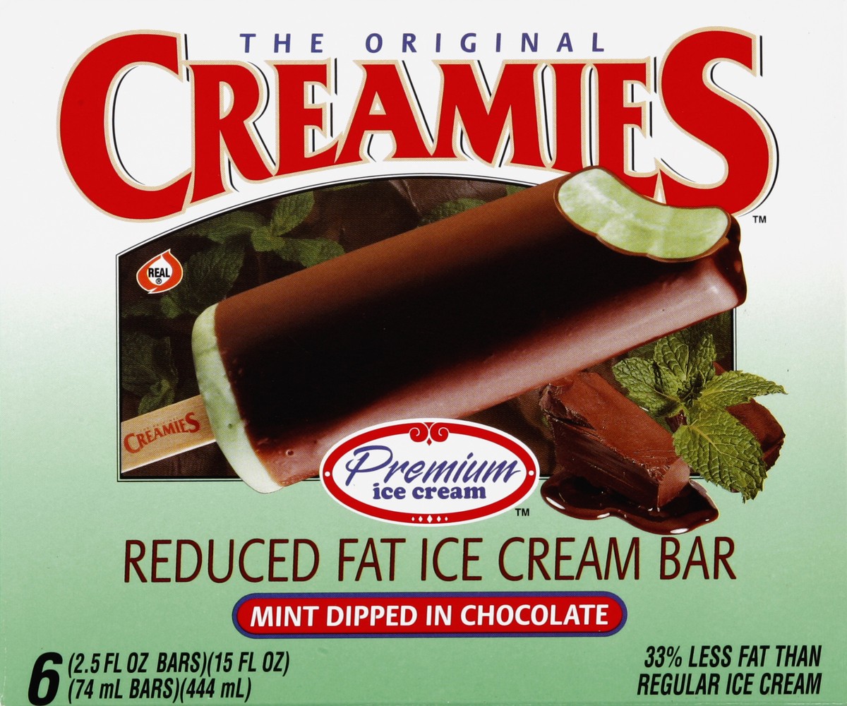 slide 4 of 4, Creamies Mint Dipped Chocolate Ice Cream Bar, 6 ct