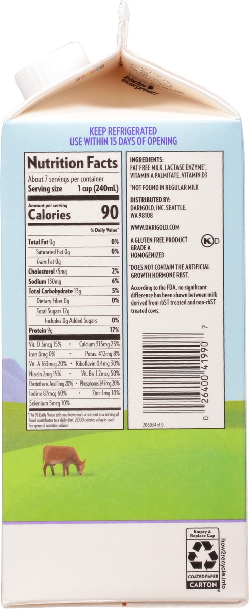 slide 4 of 14, Darigold Lactose Free Fat Free Up Milk - 59 Fl. Oz., 59 fl oz