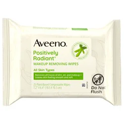 Aveeno Positively Radiant Makeup Removing Wipes, 25 Count