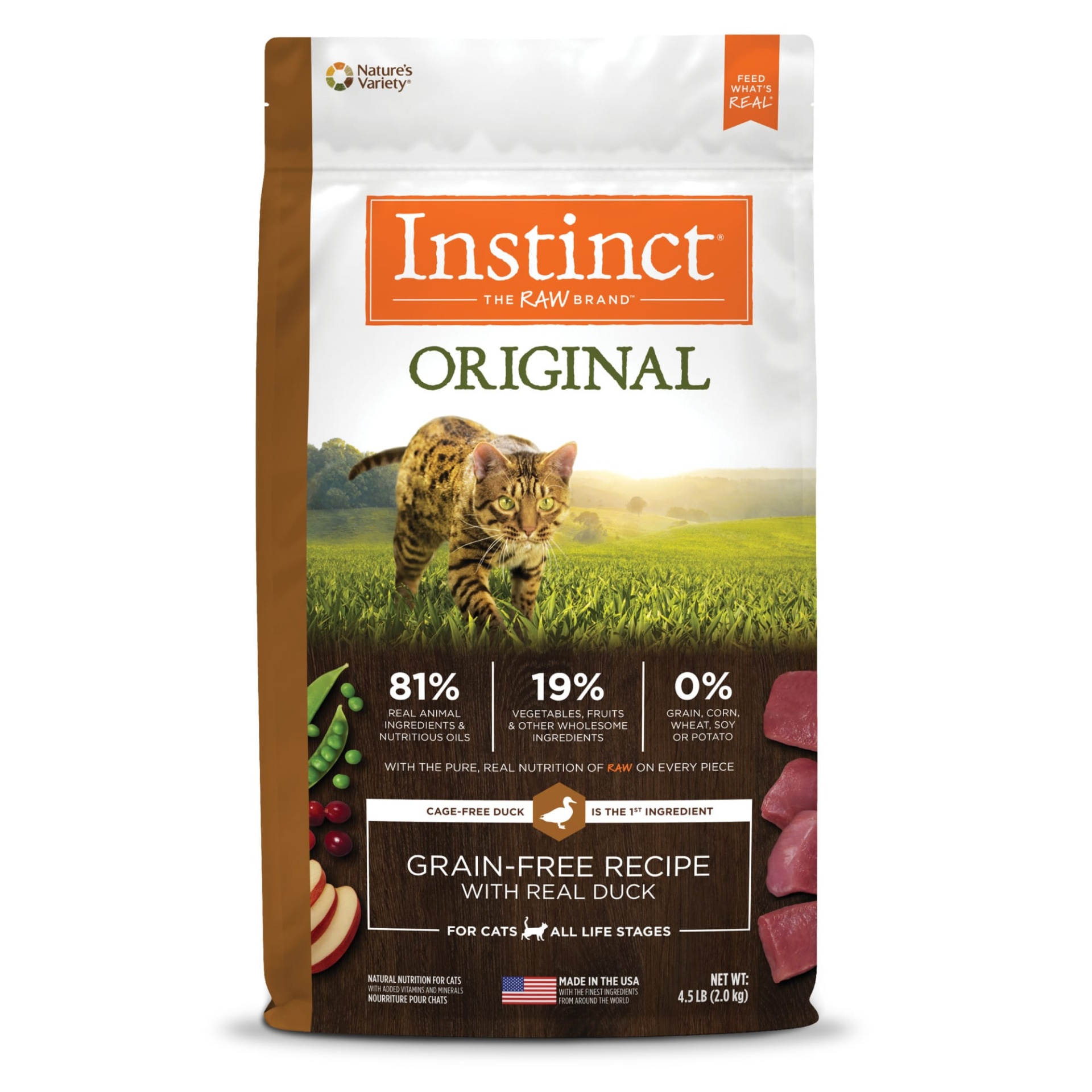 slide 1 of 1, Instinct Original Grain Free Recipe with Real Duck Natural Dry Cat Food by Nature's Variety, 4.5 lb