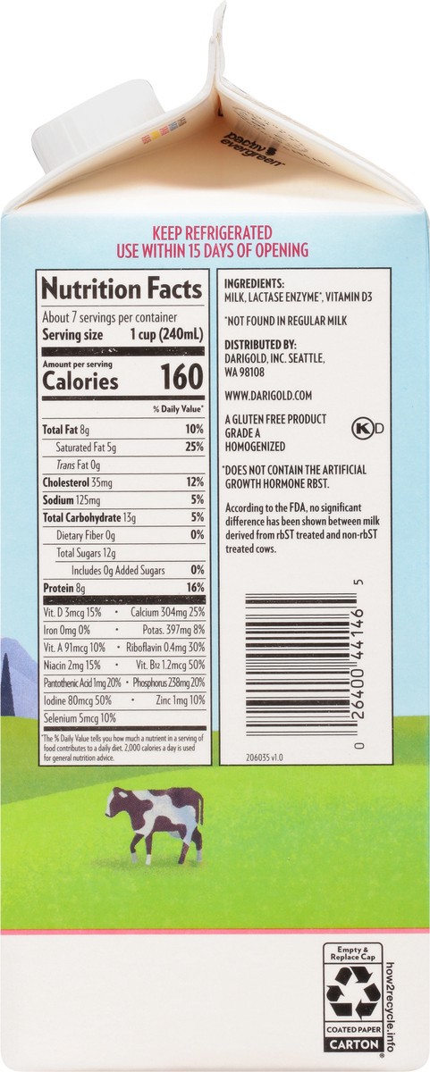 slide 9 of 9, Darigold Whole Milk Lactose Free (Carton), 59 fl oz