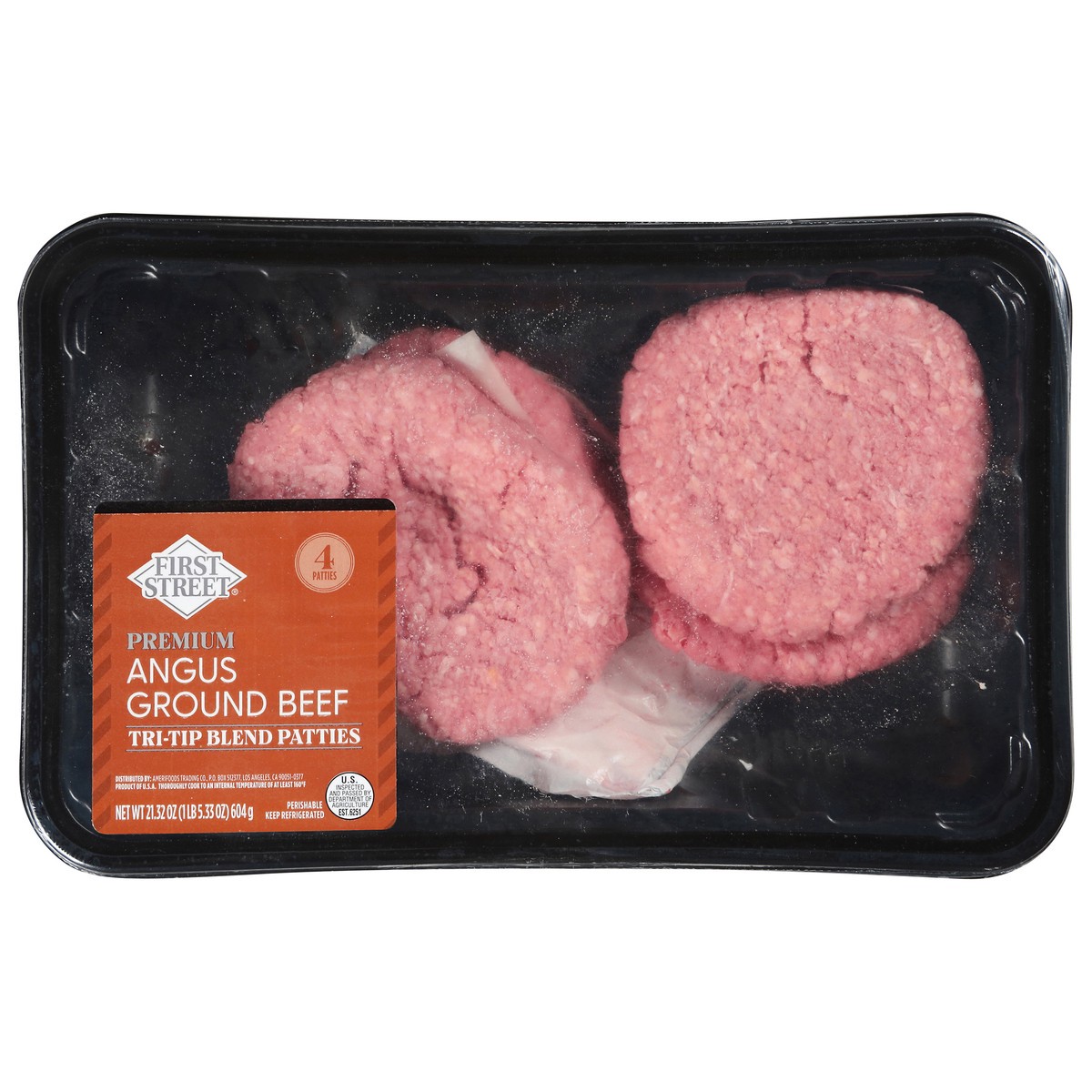 slide 2 of 4, First Street Angus Tri Tip Blend Patties 75/25, 21.32 oz