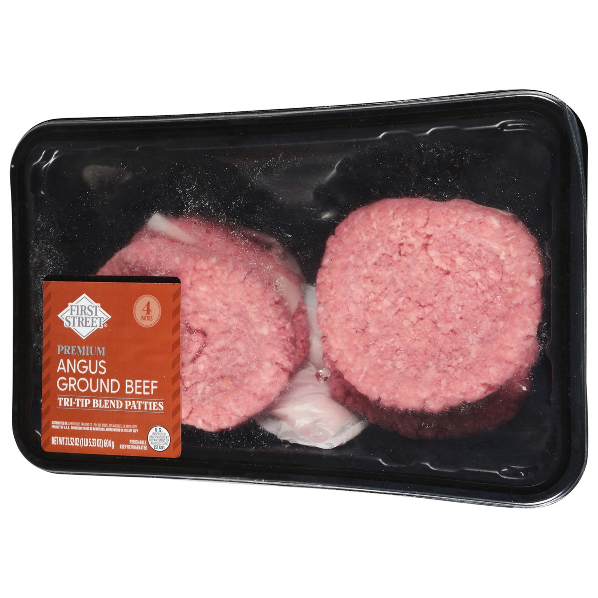 slide 3 of 4, First Street Angus Tri Tip Blend Patties 75/25, 21.32 oz