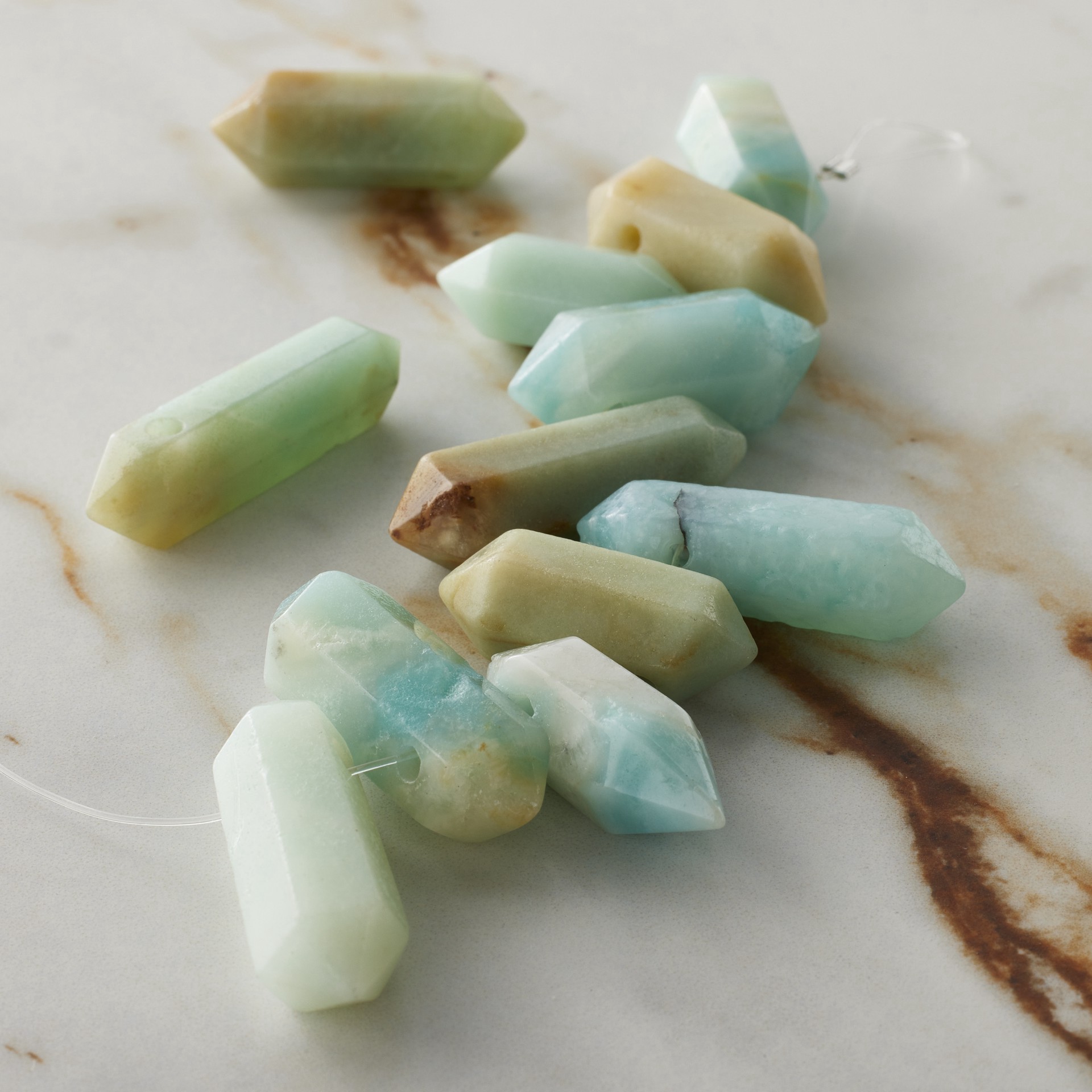 slide 3 of 3, Blue & Green Amazonite Spike Beads By Bead Landing, 17mm-35mm