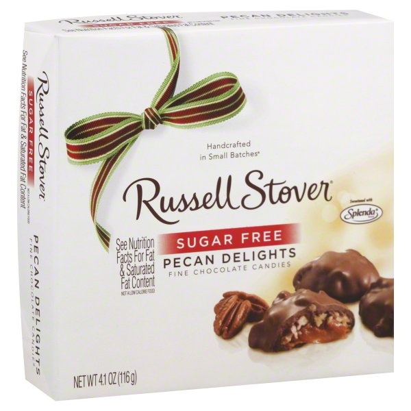 slide 1 of 5, Russell Stover Chocolate Candies, Fine, Sugar Free, Pecan Delights, 4.1 oz