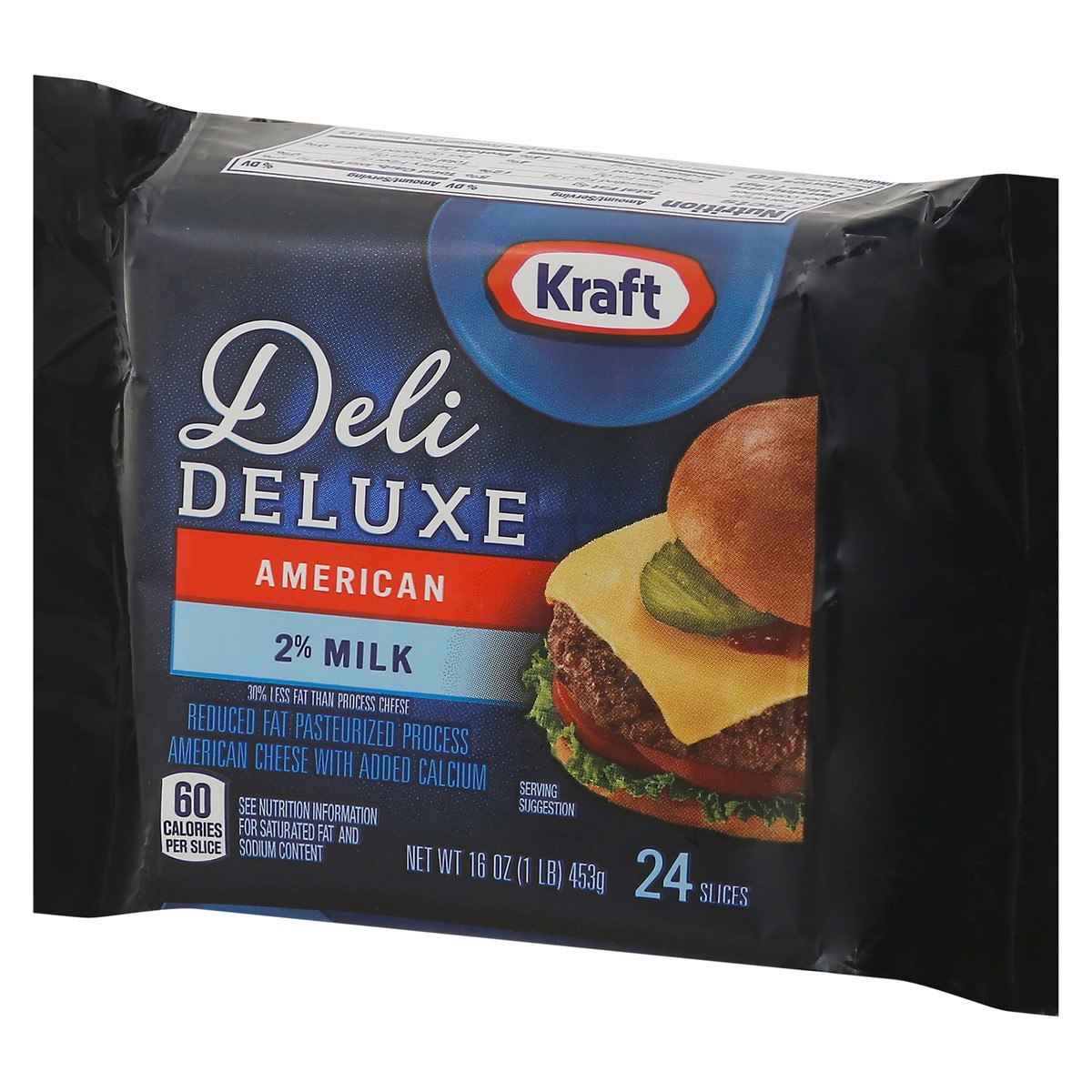 Kraft Deli Deluxe American Cheese Slices with 2 Milk, 24 ct Pack 24 ct