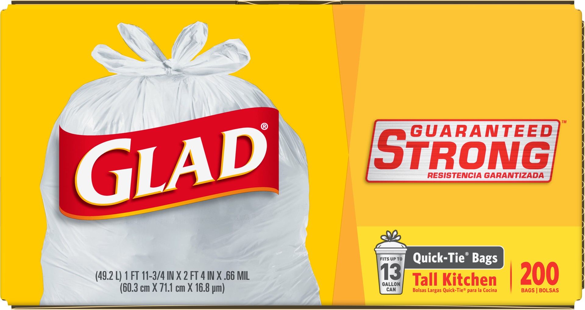 slide 5 of 5, Glad Quick-Tie Tall Kitchen Trash Bags, 13 Gallon Trash Bags Fit Most Kitchen Garbage Cans, Versatile Trash Bag for Multiple Home and Office Uses - 13 Gallon, 200 White Trash Bags, 200 ct