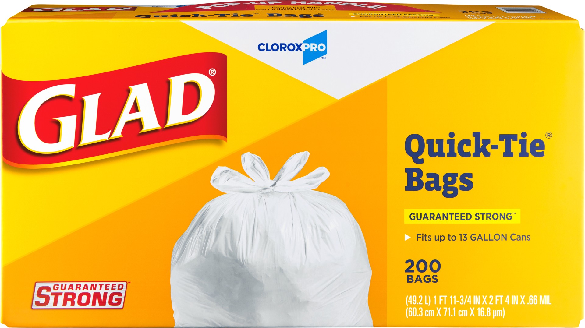 slide 1 of 5, Glad Quick-Tie Tall Kitchen Trash Bags, 13 Gallon Trash Bags Fit Most Kitchen Garbage Cans, Versatile Trash Bag for Multiple Home and Office Uses - 13 Gallon, 200 White Trash Bags, 200 ct