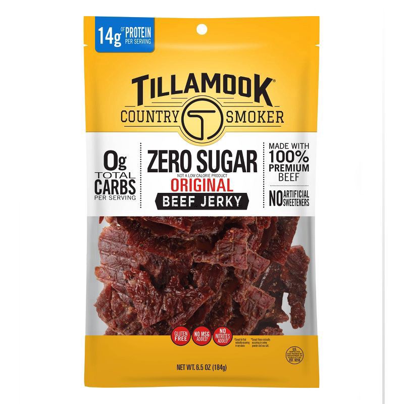 slide 1 of 9, Tillamook Country Smoker Zero Sugar Original Beef Jerky 6.5 oz, 6.5 oz