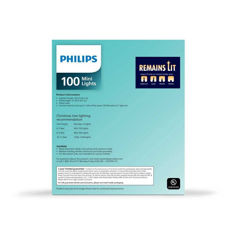 slide 5 of 6, Philips 100 Ct Mini Incandescent Lights Remains Lit - Multi Christmas Holiday Decor, 100 ct