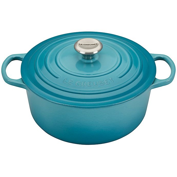 slide 1 of 3, Le Creuset Signature Round Dutch Oven - Caribbean, 5.5 qt