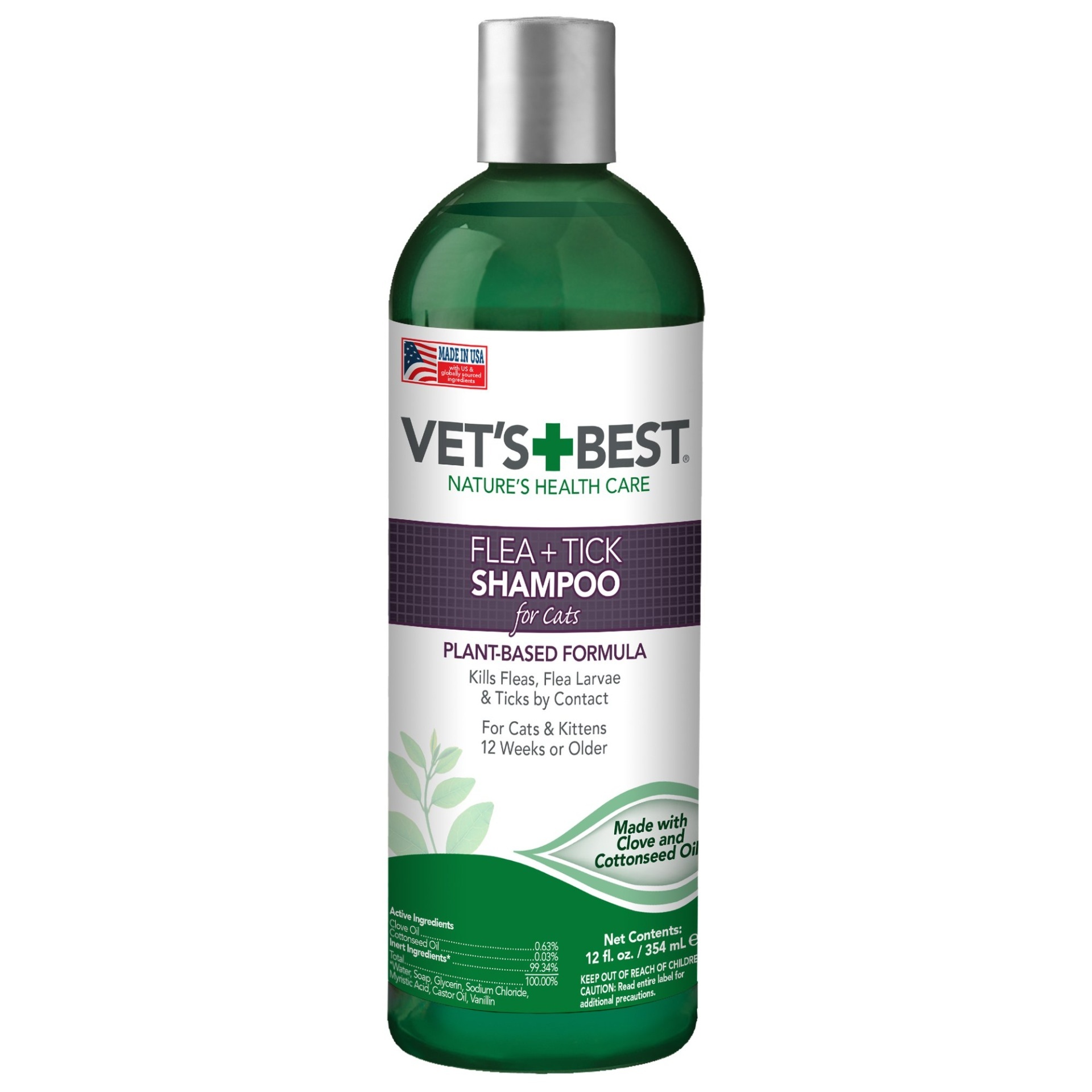 slide 1 of 1, Vet's Best Advanced Strength Flea + Tick Cat Shampoo, 12 fl oz