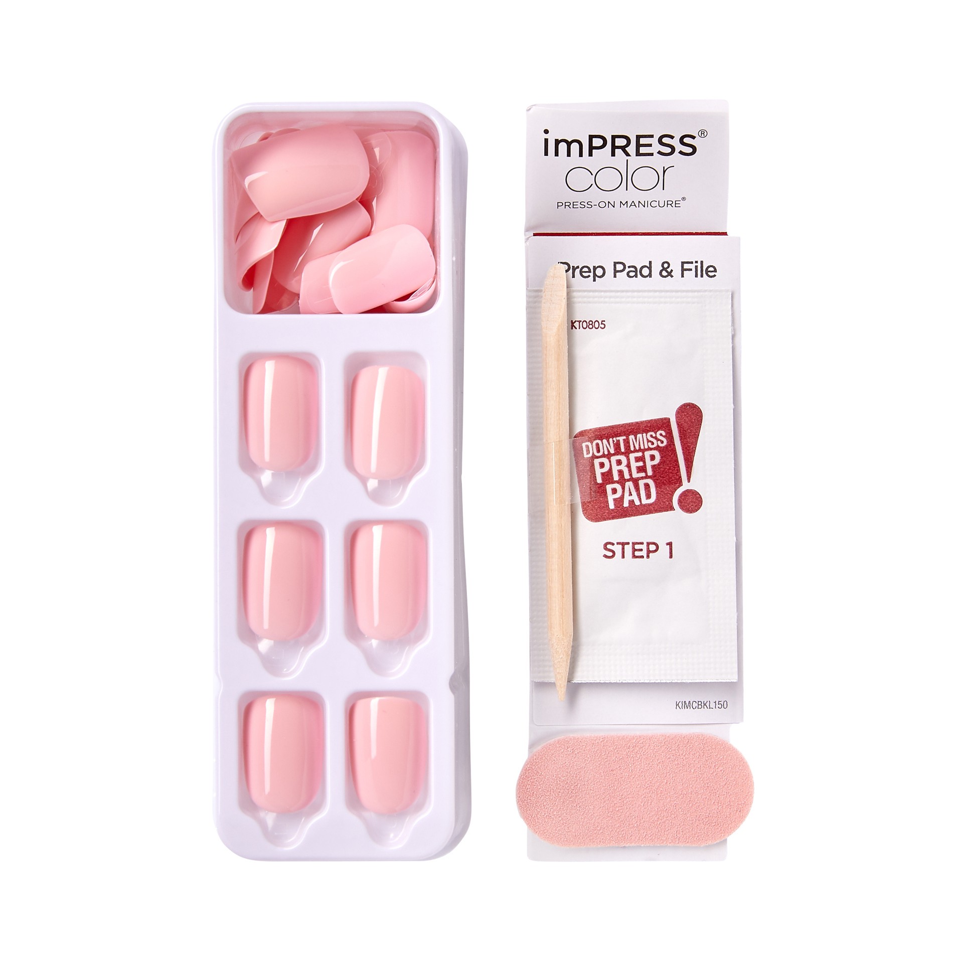 slide 4 of 5, imPRESS KISS imPRESS Color Short Square Press-On Nails, Glossy Pink, 30 Pieces, 1 ct