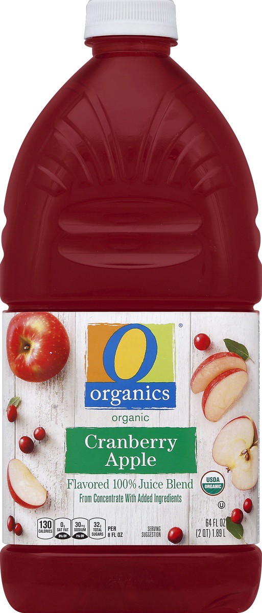 slide 2 of 4, O Organics 100% Juice Blend, Flavored, Organic, Cranberry Apple, 64 oz