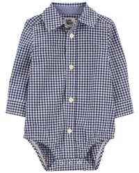 Oshkosh Baby Gingham Button-Front Bodysuit Navy 6M