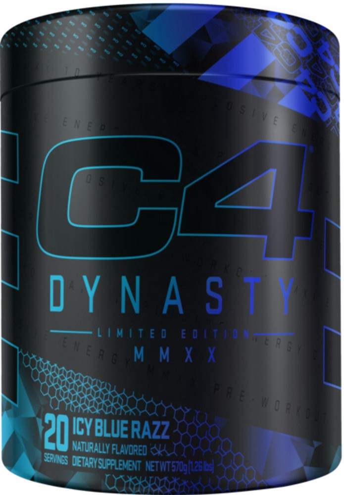 slide 1 of 4, Cellucor, C4 Dynasty, Pre Workout, Blue Raspberry, Unrivaled Energy Pumps, Endurance, 28.90 g