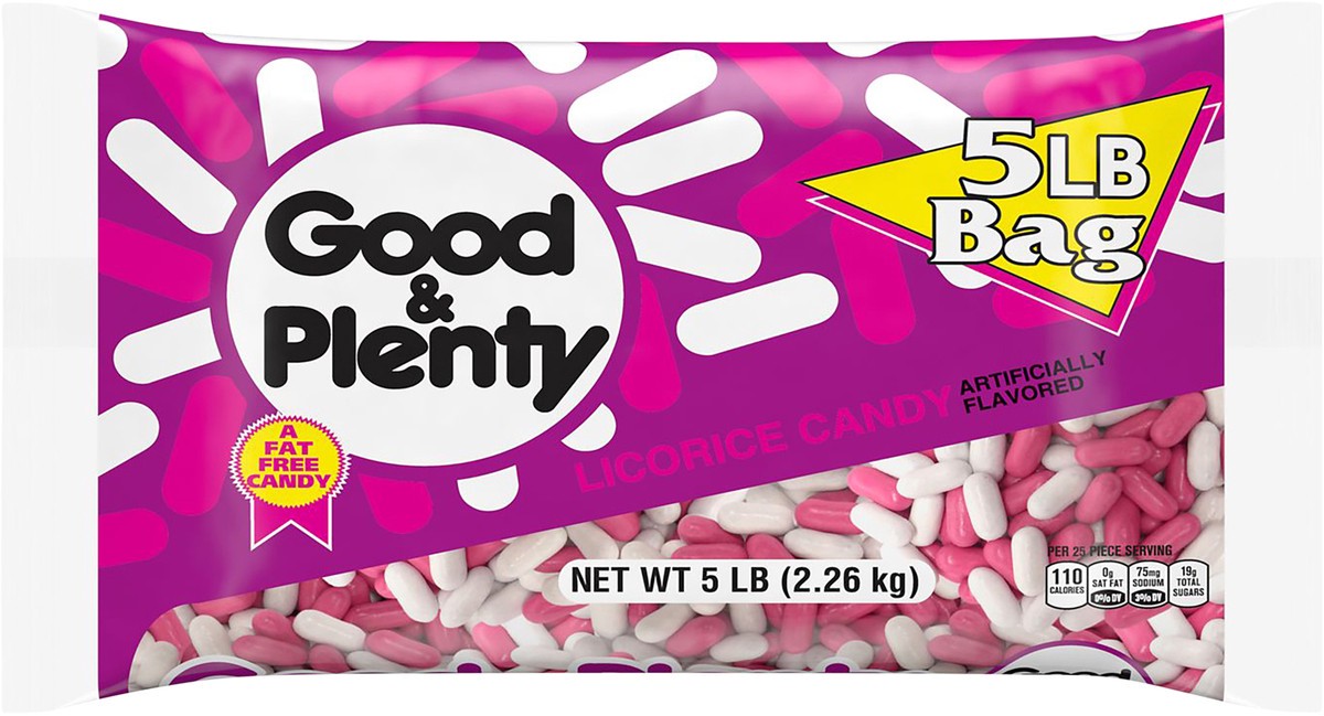 slide 3 of 3, GOOD & PLENTY Licorice Flavored Nibs, Bulk, Fat Free Candy Bulk Bag, 80 oz, 80 oz