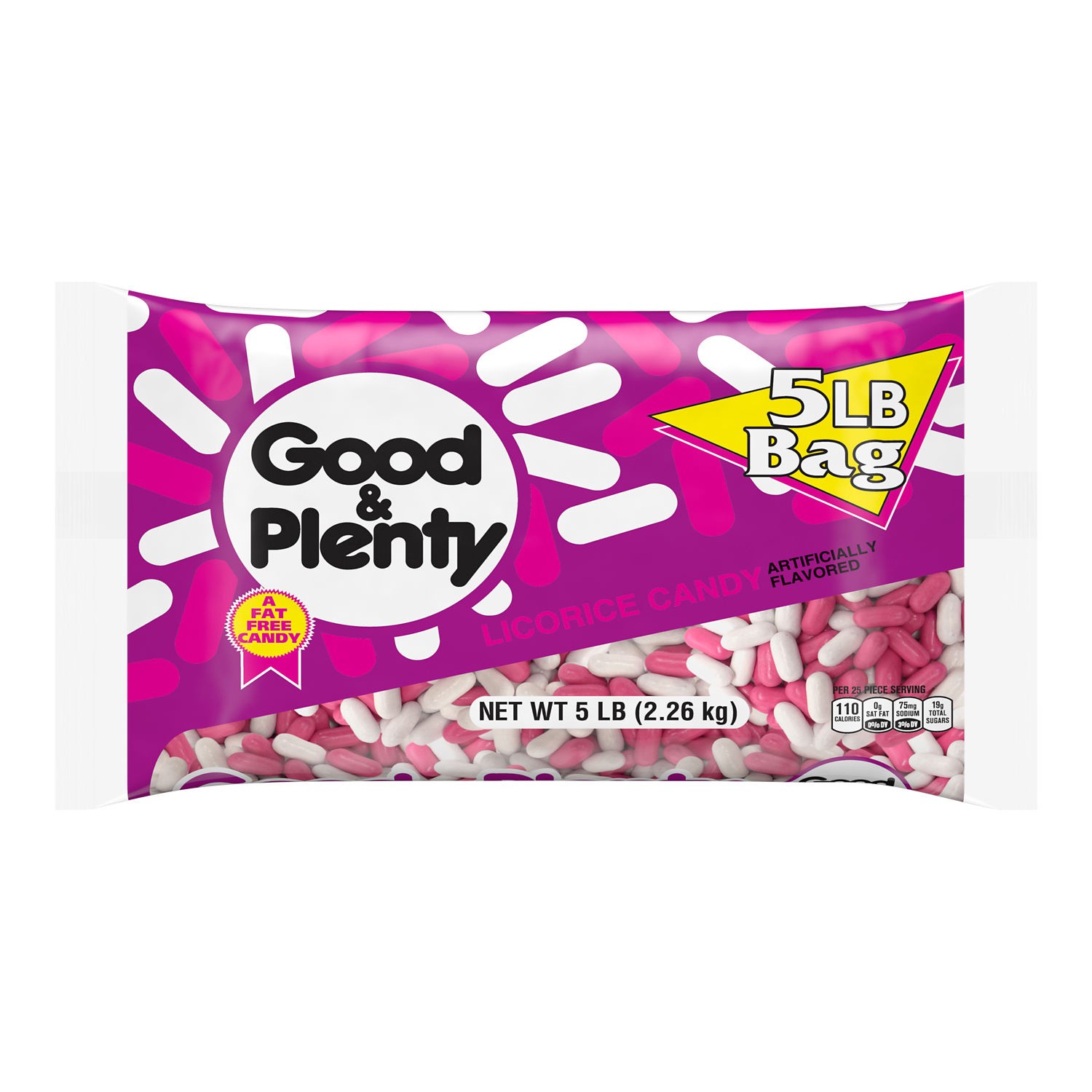 slide 1 of 3, GOOD & PLENTY Licorice Flavored Nibs, Bulk, Fat Free Candy Bulk Bag, 80 oz, 80 oz