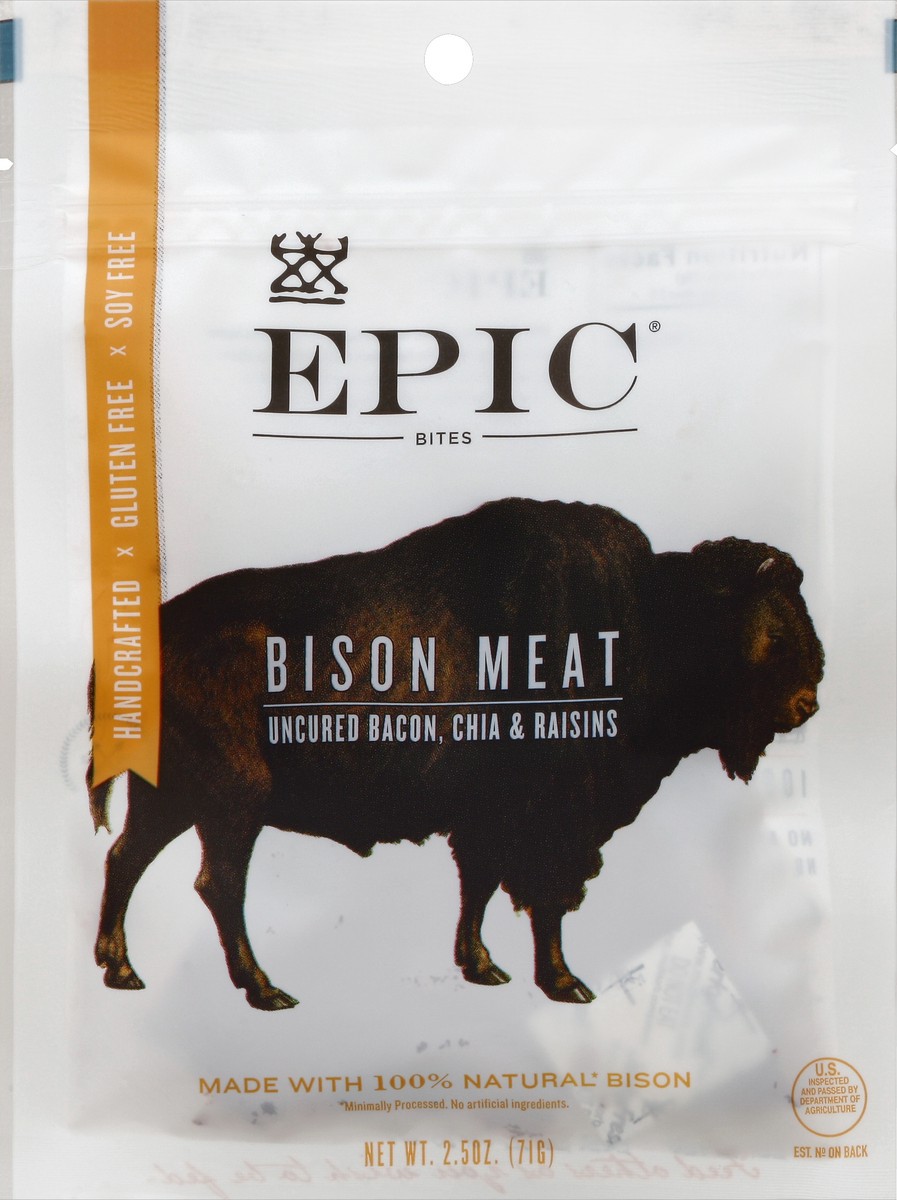 slide 5 of 6, Epic Bites Bison Meat Bacon, Chia & Raisins, 2.5 oz