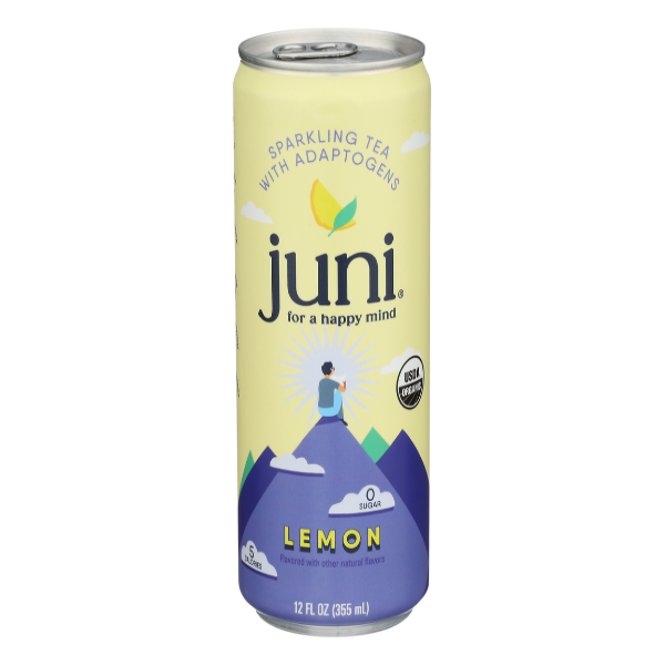 slide 1 of 1, Juni Adaptogens Lemon Sparkling Tea Single Can, 12 fl oz