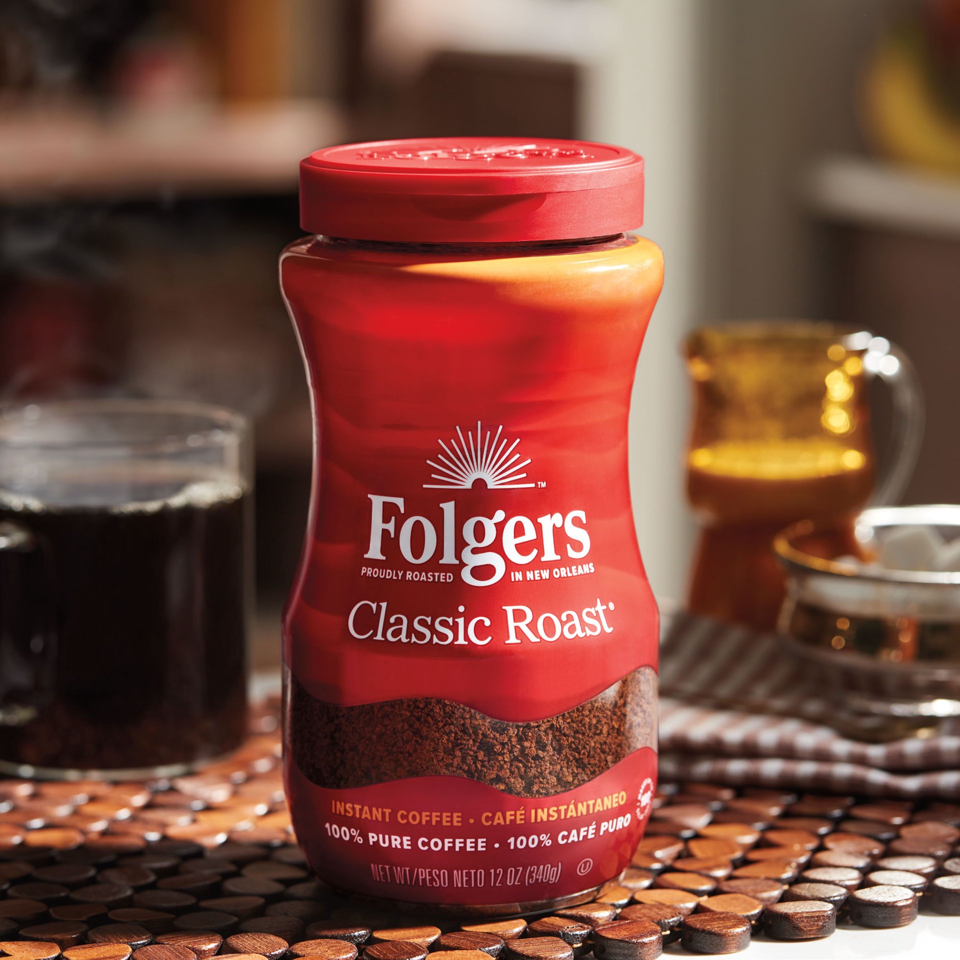 slide 2 of 6, Folgers Classic Roast Instant Coffee- 12 oz, 12 oz