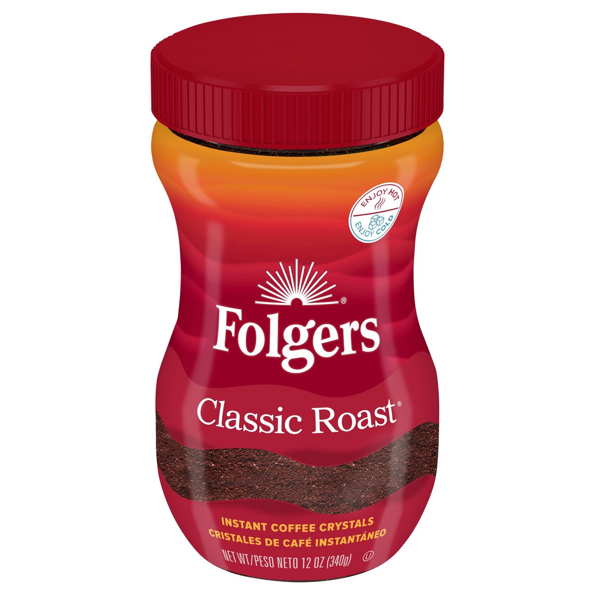 slide 1 of 6, Folgers Classic Roast Instant Coffee, 12 oz