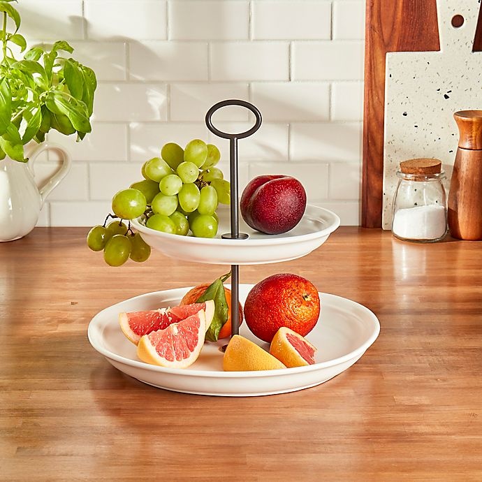 Bee & Willow Home Bee & Willow Bristol 2Tier Handled Server Coconut