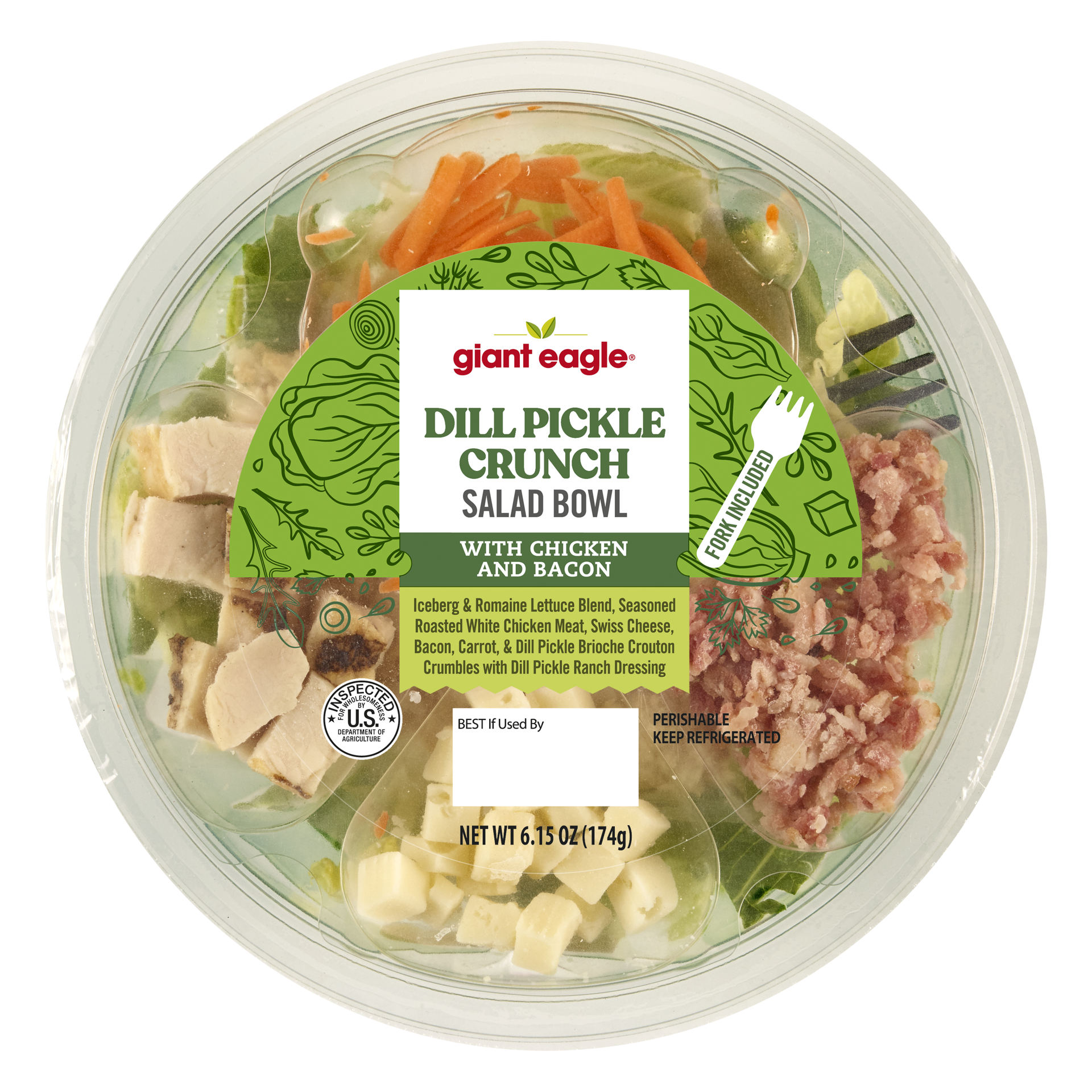 slide 1 of 1, Giant Eagle Salad Bowl, Dill Pickle Crunch, With Chicken & Bacon, 6.15 oz