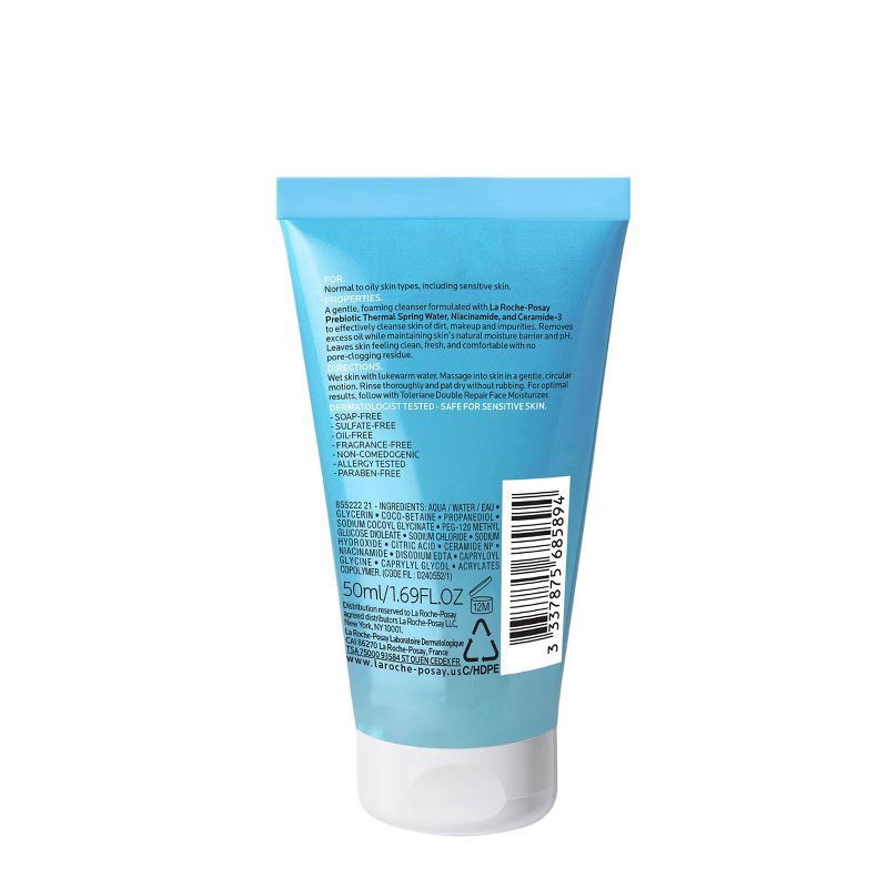 slide 2 of 8, La Roche-Posay Toleriane Travel Size Purifying Foaming Face Cleanser for Normal, Oily and Sensitive Skin, 1.69 fl oz