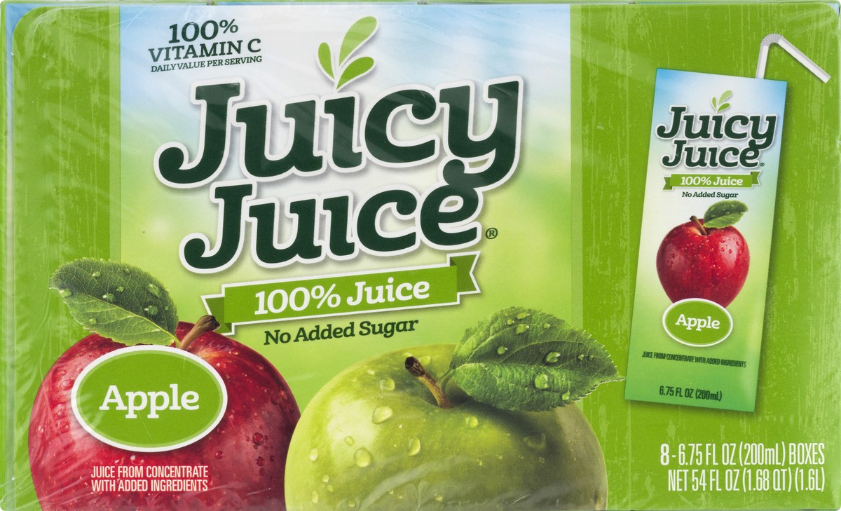 slide 7 of 13, Juicy Juice 100% Juice, Apple Juice, 8 Count, 6.75 Fl Oz Juice Boxes, 8 ct