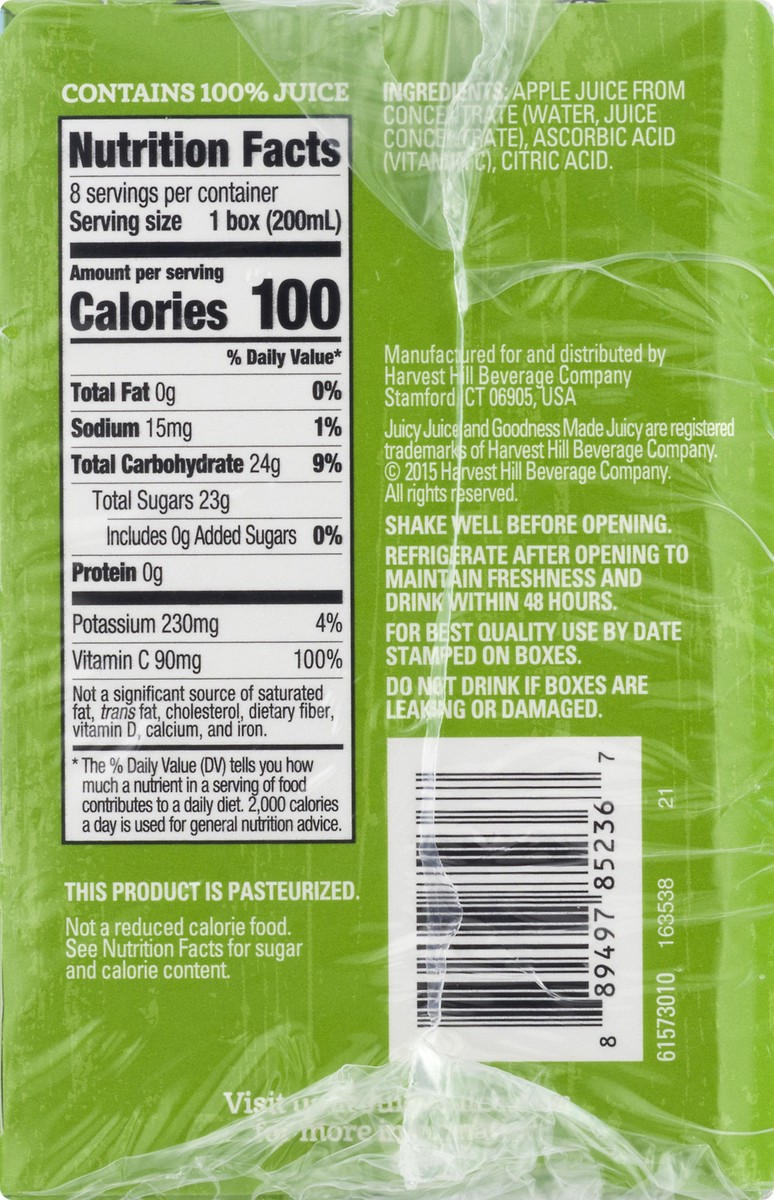 slide 6 of 13, Juicy Juice 100% Juice, Apple Juice, 8 Count, 6.75 Fl Oz Juice Boxes, 8 ct