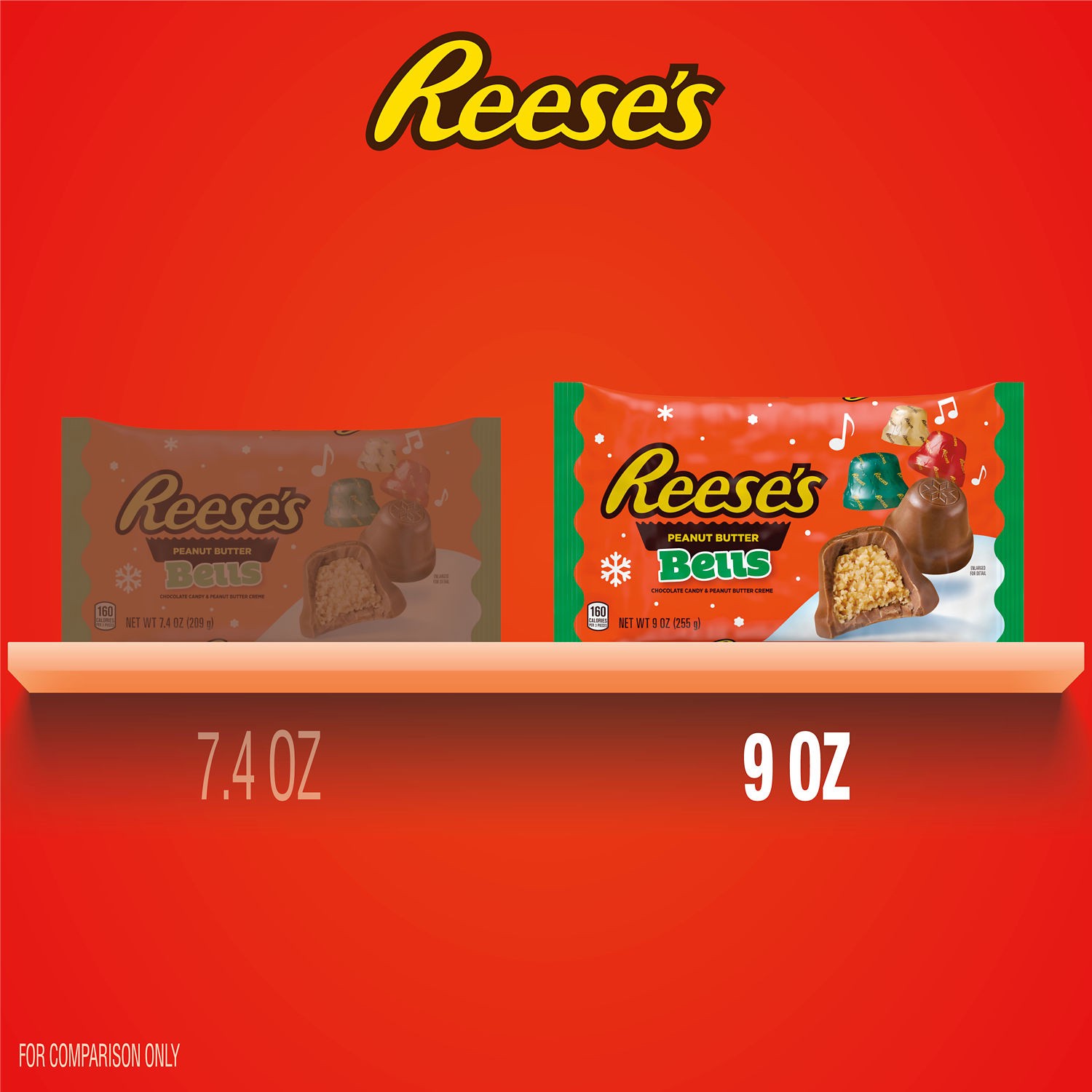 slide 2 of 8, Reese's Milk Chocolate, Peanut Butter, Bells, 9 oz