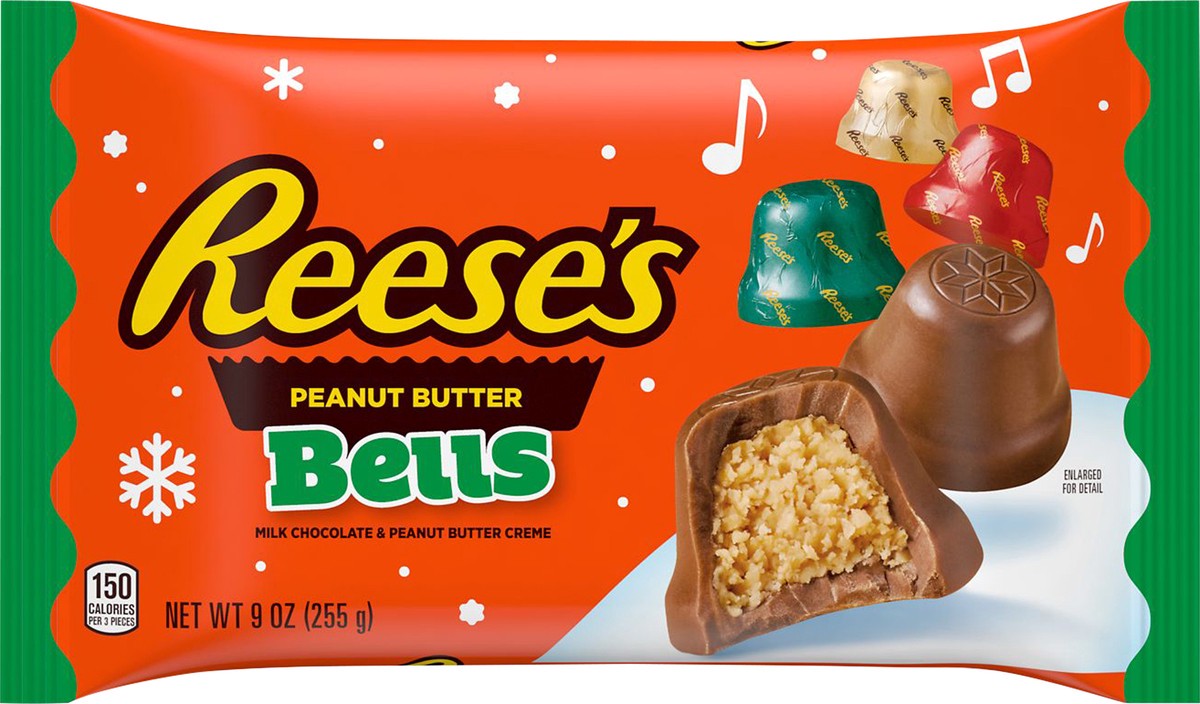 slide 1 of 8, Reese's Milk Chocolate, Peanut Butter, Bells, 9 oz