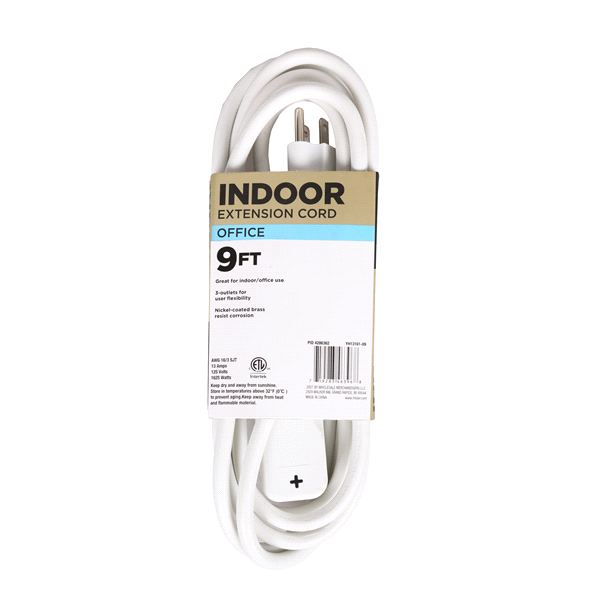 slide 4 of 9, Meijer 3 Outlet Indoor Cord, White, 1 ct
