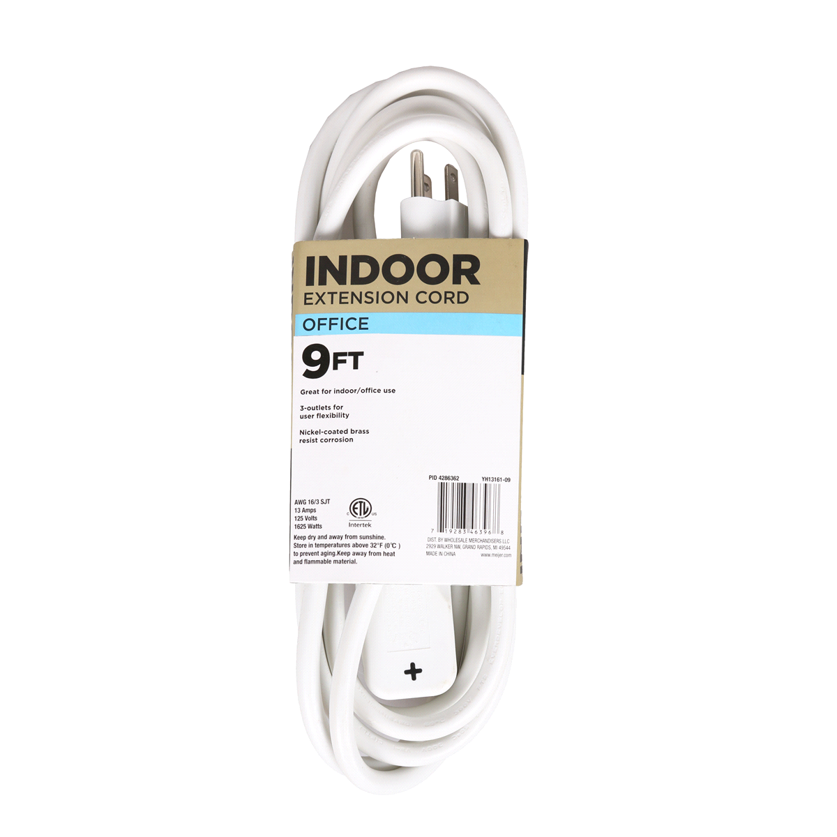 slide 5 of 9, Meijer 3 Outlet Indoor Cord, White, 1 ct