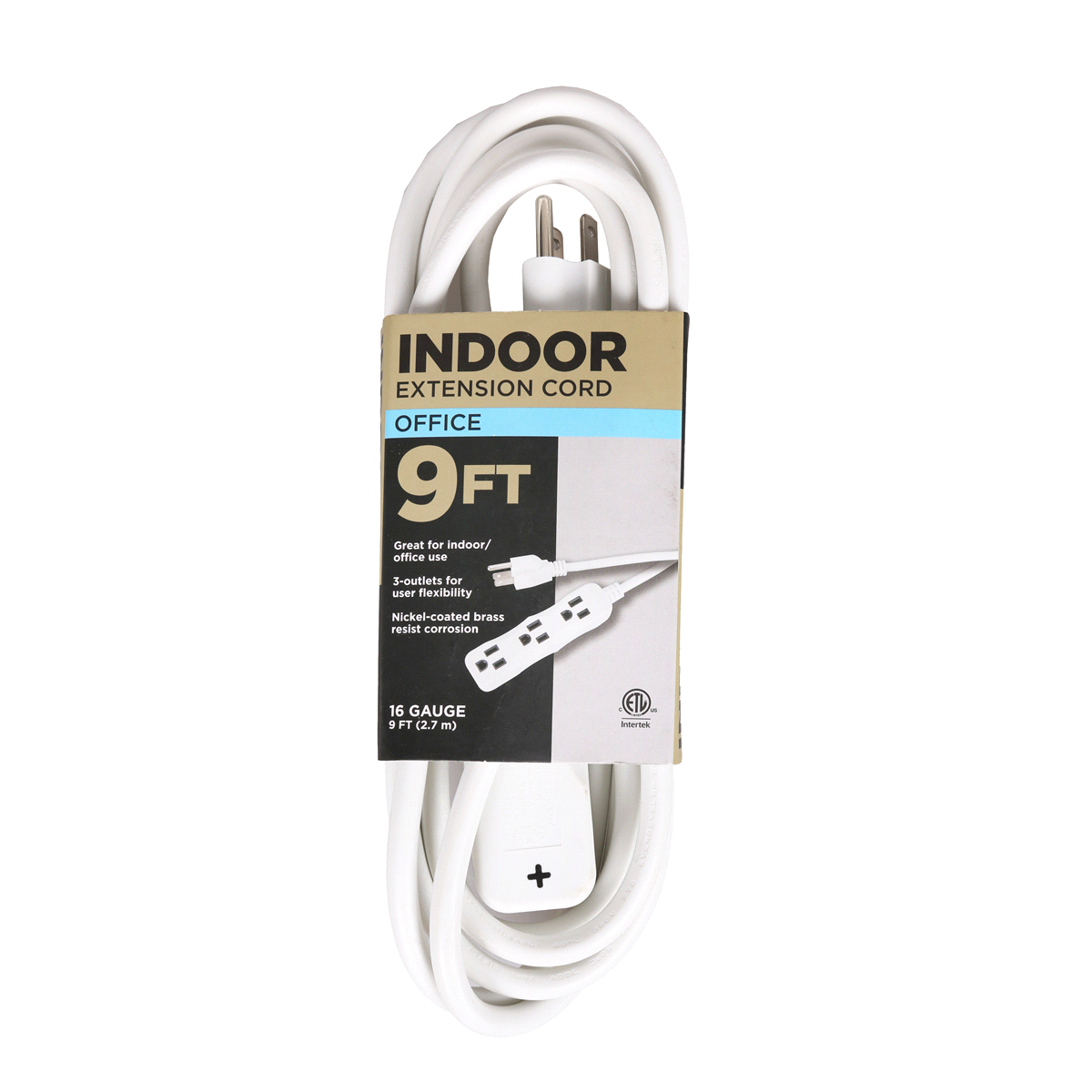slide 1 of 9, Meijer 3 Outlet Indoor Cord, White, 1 ct