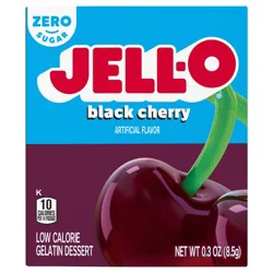 Jell-O Black Cherry Artificially Flavored Zero Sugar Low Calorie Gelatin Dessert Mix, 0.3 oz Box