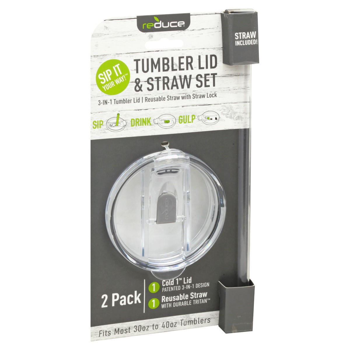 slide 2 of 9, Reduce 2 Pack Tumbler Lid & Straw Set 1 ea, 1 ct
